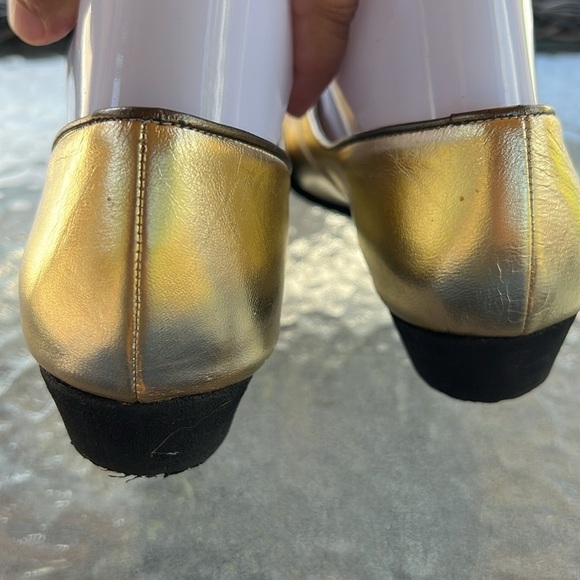 Siamanto Vintage Glam Art Deco Metallic Patchwork Leather Lace-Up Flats Size 8 - Picture 5 of 9